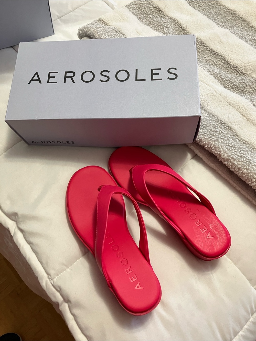 AEROSOLES Bright Pink Slip-On Flip Flop Sandals